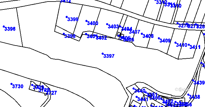Parcela st. 3397 v KÚ Tasovice nad Dyjí, Katastrální mapa