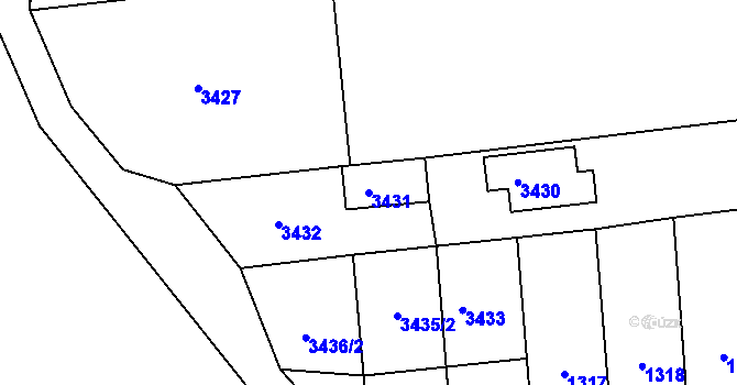 Parcela st. 3431 v KÚ Tasovice nad Dyjí, Katastrální mapa