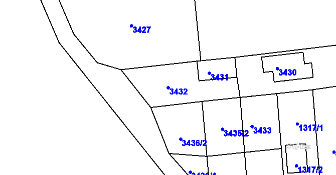 Parcela st. 3432 v KÚ Tasovice nad Dyjí, Katastrální mapa