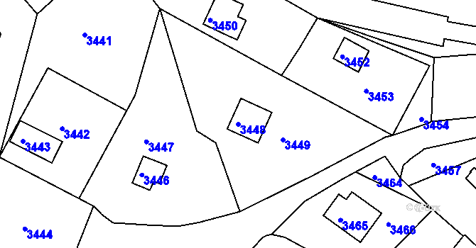 Parcela st. 3448 v KÚ Tasovice nad Dyjí, Katastrální mapa