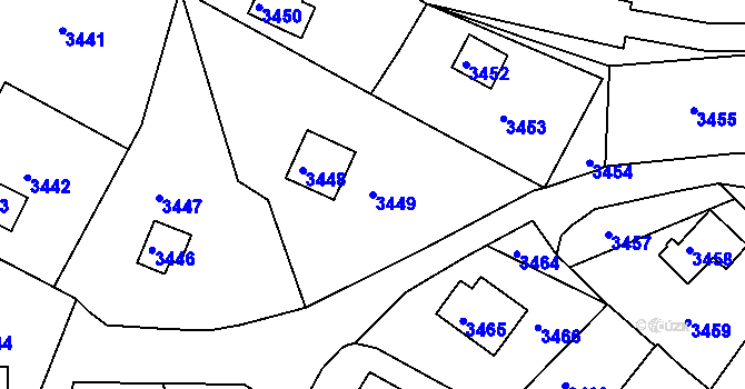 Parcela st. 3449 v KÚ Tasovice nad Dyjí, Katastrální mapa