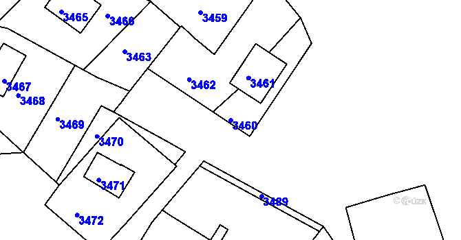 Parcela st. 3460 v KÚ Tasovice nad Dyjí, Katastrální mapa