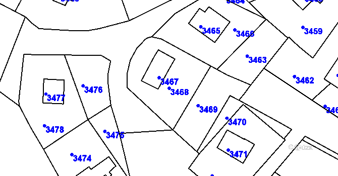 Parcela st. 3468 v KÚ Tasovice nad Dyjí, Katastrální mapa