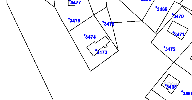 Parcela st. 3473 v KÚ Tasovice nad Dyjí, Katastrální mapa