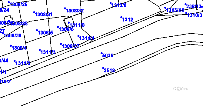 Parcela st. 5036 v KÚ Tasovice nad Dyjí, Katastrální mapa