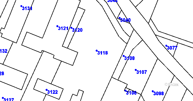 Parcela st. 3118 v KÚ Tasovice nad Dyjí, Katastrální mapa