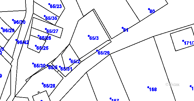 Parcela st. 65/29 v KÚ Tasovice nad Dyjí, Katastrální mapa