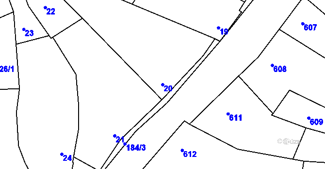 Parcela st. 20 v KÚ Tasovice nad Dyjí, Katastrální mapa