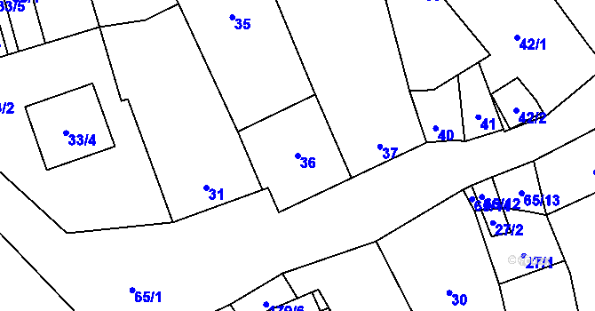 Parcela st. 36 v KÚ Tasovice nad Dyjí, Katastrální mapa
