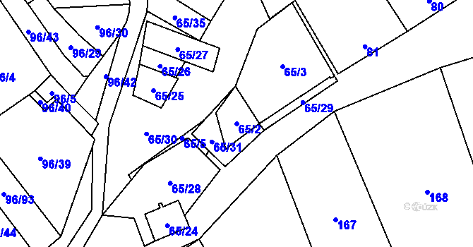 Parcela st. 65/2 v KÚ Tasovice nad Dyjí, Katastrální mapa