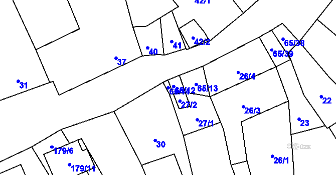 Parcela st. 65/14 v KÚ Tasovice nad Dyjí, Katastrální mapa