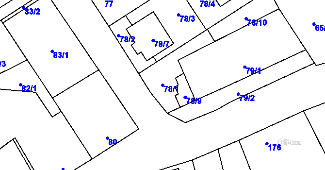 Parcela st. 78/1 v KÚ Tasovice nad Dyjí, Katastrální mapa
