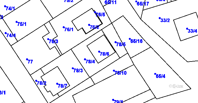 Parcela st. 78/6 v KÚ Tasovice nad Dyjí, Katastrální mapa