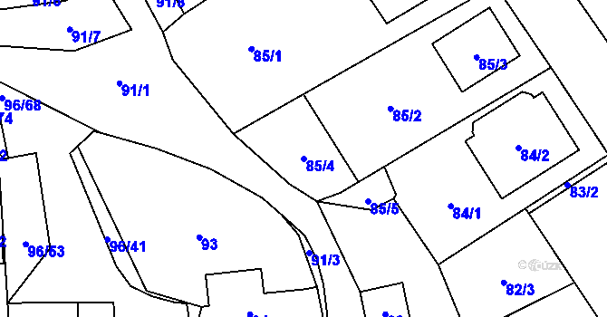Parcela st. 85/4 v KÚ Tasovice nad Dyjí, Katastrální mapa