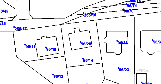 Parcela st. 96/20 v KÚ Tasovice nad Dyjí, Katastrální mapa