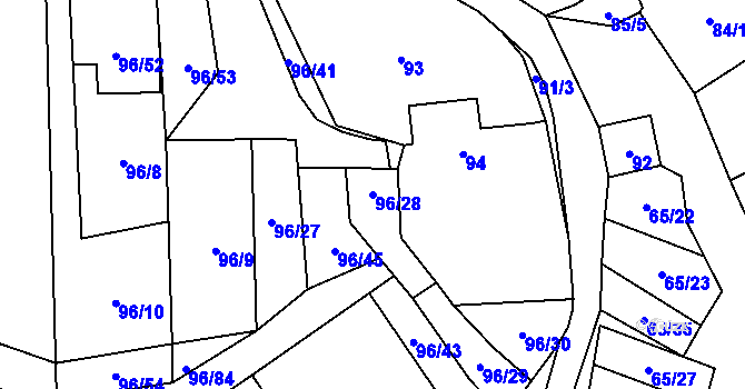 Parcela st. 96/28 v KÚ Tasovice nad Dyjí, Katastrální mapa