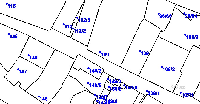 Parcela st. 110 v KÚ Tasovice nad Dyjí, Katastrální mapa
