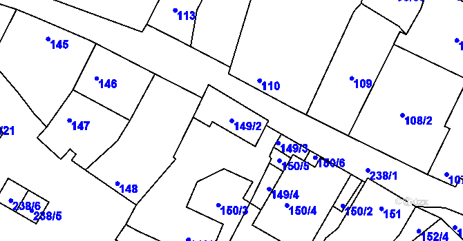 Parcela st. 149/2 v KÚ Tasovice nad Dyjí, Katastrální mapa