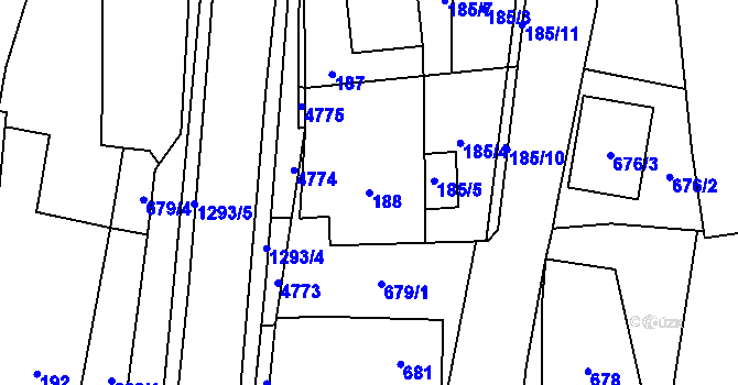 Parcela st. 188 v KÚ Tasovice nad Dyjí, Katastrální mapa