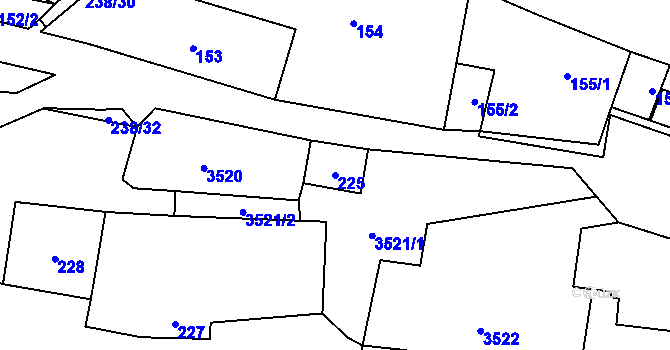 Parcela st. 225 v KÚ Tasovice nad Dyjí, Katastrální mapa