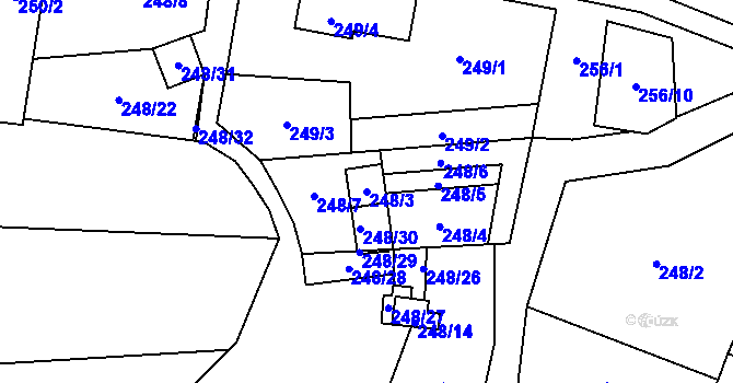 Parcela st. 248/3 v KÚ Tasovice nad Dyjí, Katastrální mapa