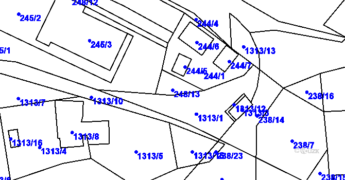 Parcela st. 248/13 v KÚ Tasovice nad Dyjí, Katastrální mapa