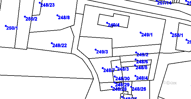 Parcela st. 249/3 v KÚ Tasovice nad Dyjí, Katastrální mapa