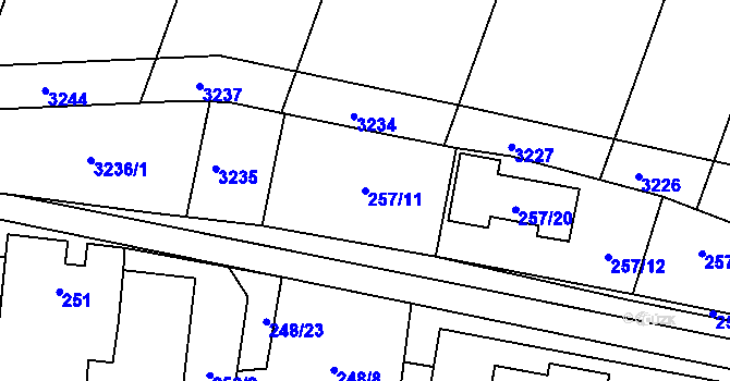 Parcela st. 257/11 v KÚ Tasovice nad Dyjí, Katastrální mapa