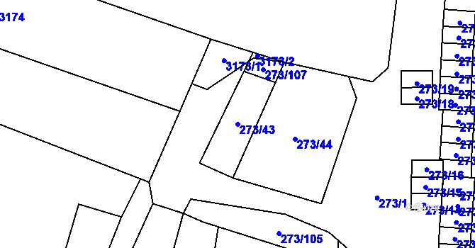 Parcela st. 273/43 v KÚ Tasovice nad Dyjí, Katastrální mapa