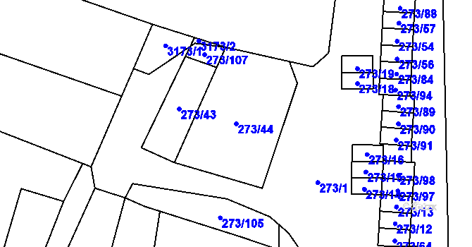 Parcela st. 273/44 v KÚ Tasovice nad Dyjí, Katastrální mapa