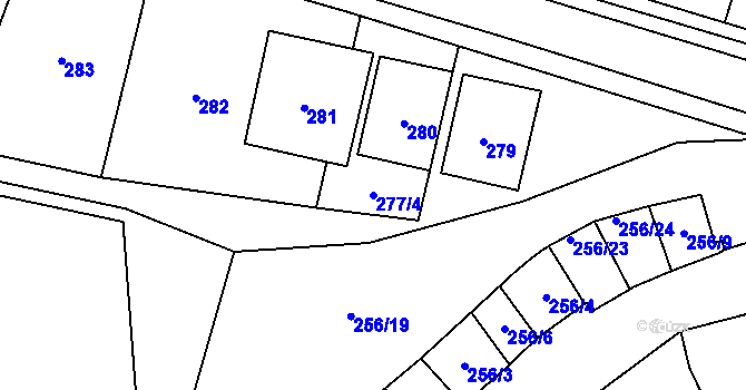Parcela st. 277/4 v KÚ Tasovice nad Dyjí, Katastrální mapa