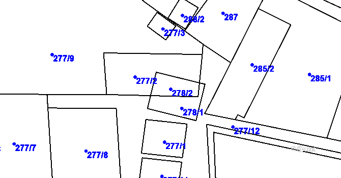 Parcela st. 278/2 v KÚ Tasovice nad Dyjí, Katastrální mapa