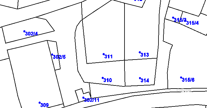Parcela st. 311 v KÚ Tasovice nad Dyjí, Katastrální mapa