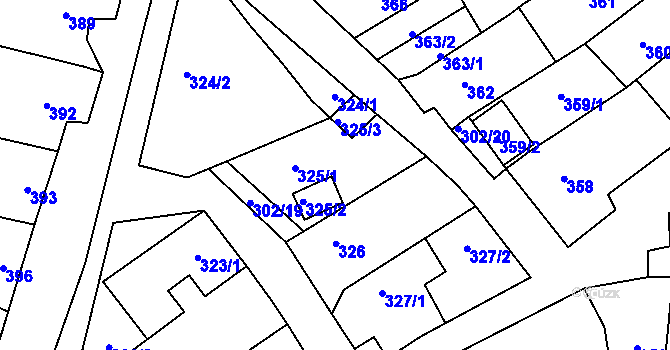 Parcela st. 325 v KÚ Tasovice nad Dyjí, Katastrální mapa
