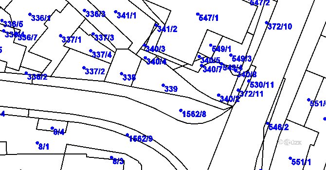 Parcela st. 339 v KÚ Tasovice nad Dyjí, Katastrální mapa