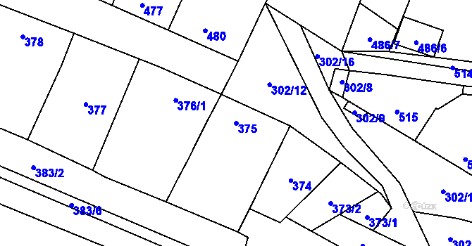 Parcela st. 375 v KÚ Tasovice nad Dyjí, Katastrální mapa