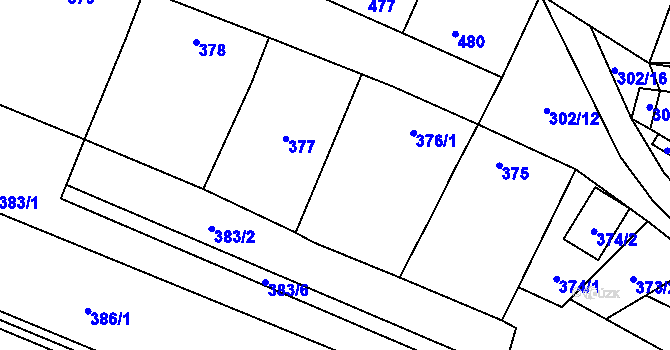 Parcela st. 376/2 v KÚ Tasovice nad Dyjí, Katastrální mapa
