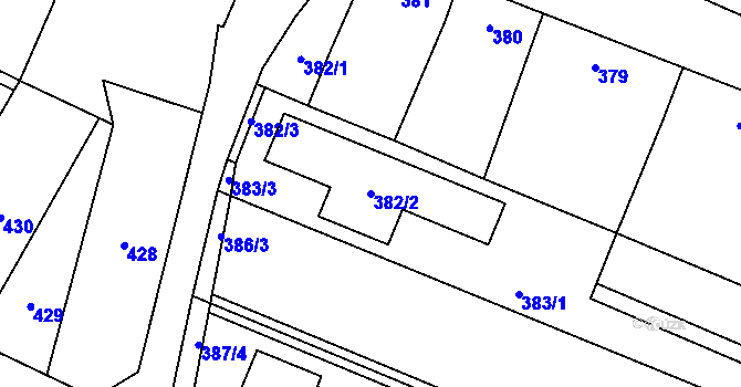Parcela st. 382/2 v KÚ Tasovice nad Dyjí, Katastrální mapa