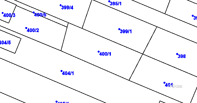 Parcela st. 400/1 v KÚ Tasovice nad Dyjí, Katastrální mapa