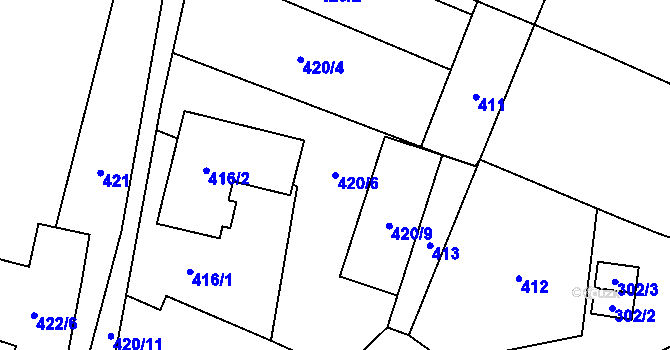 Parcela st. 420/6 v KÚ Tasovice nad Dyjí, Katastrální mapa