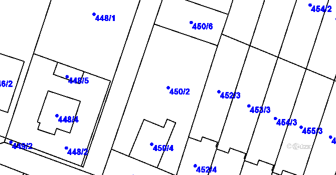 Parcela st. 450/2 v KÚ Tasovice nad Dyjí, Katastrální mapa