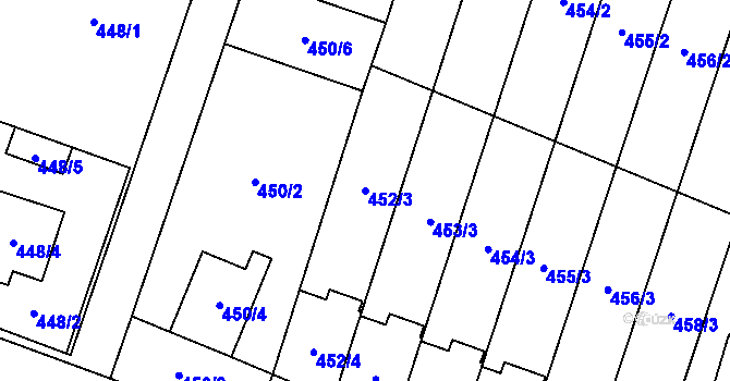 Parcela st. 452/3 v KÚ Tasovice nad Dyjí, Katastrální mapa