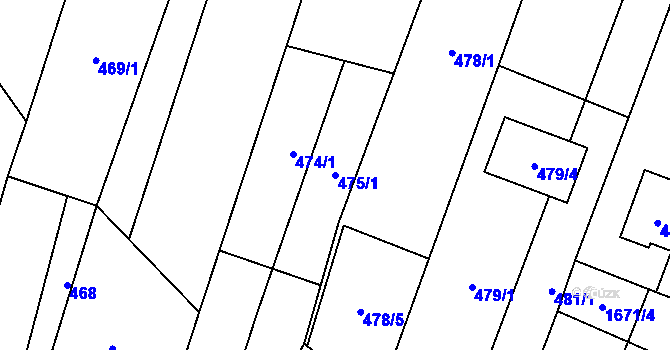 Parcela st. 475/1 v KÚ Tasovice nad Dyjí, Katastrální mapa