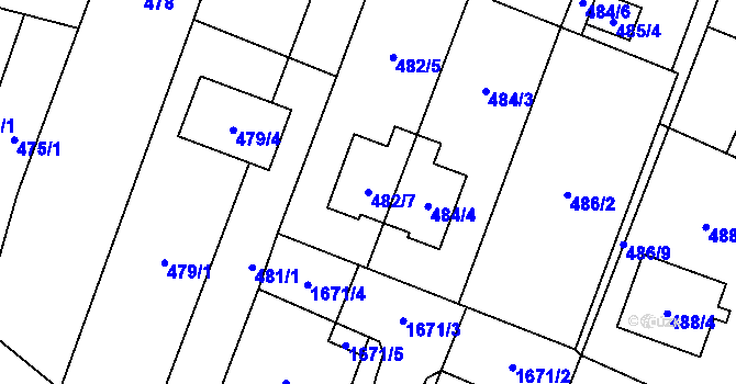 Parcela st. 482/7 v KÚ Tasovice nad Dyjí, Katastrální mapa