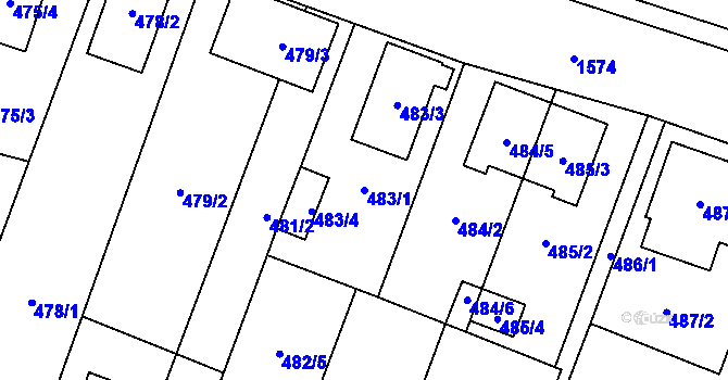 Parcela st. 483/1 v KÚ Tasovice nad Dyjí, Katastrální mapa