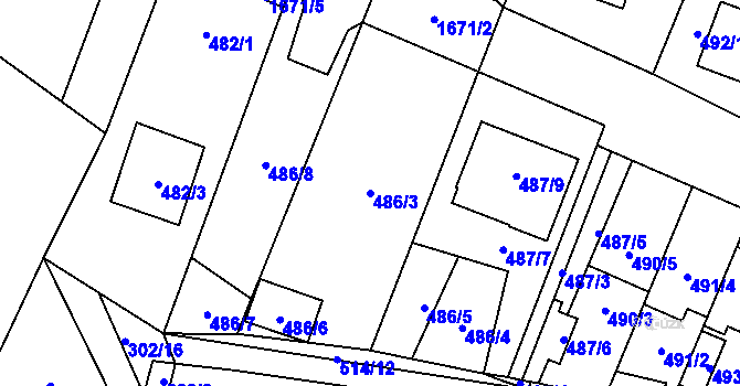 Parcela st. 486/3 v KÚ Tasovice nad Dyjí, Katastrální mapa
