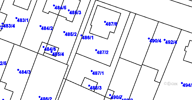 Parcela st. 487/2 v KÚ Tasovice nad Dyjí, Katastrální mapa