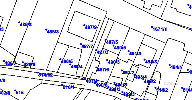 Parcela st. 487/3 v KÚ Tasovice nad Dyjí, Katastrální mapa