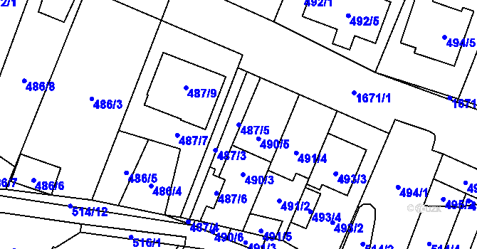 Parcela st. 487/5 v KÚ Tasovice nad Dyjí, Katastrální mapa