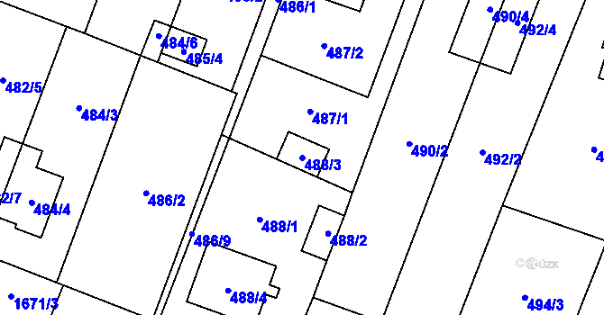 Parcela st. 488/3 v KÚ Tasovice nad Dyjí, Katastrální mapa